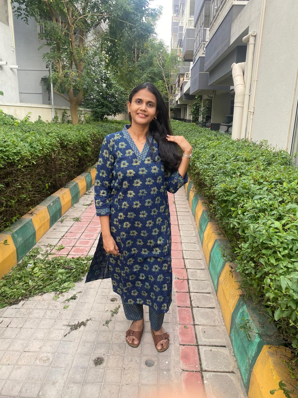 Ajrakh Lotus Print Kurta set