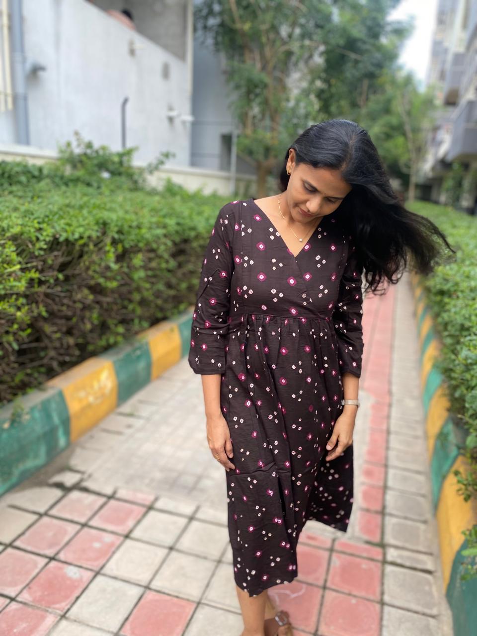 Brown Bandhani dress