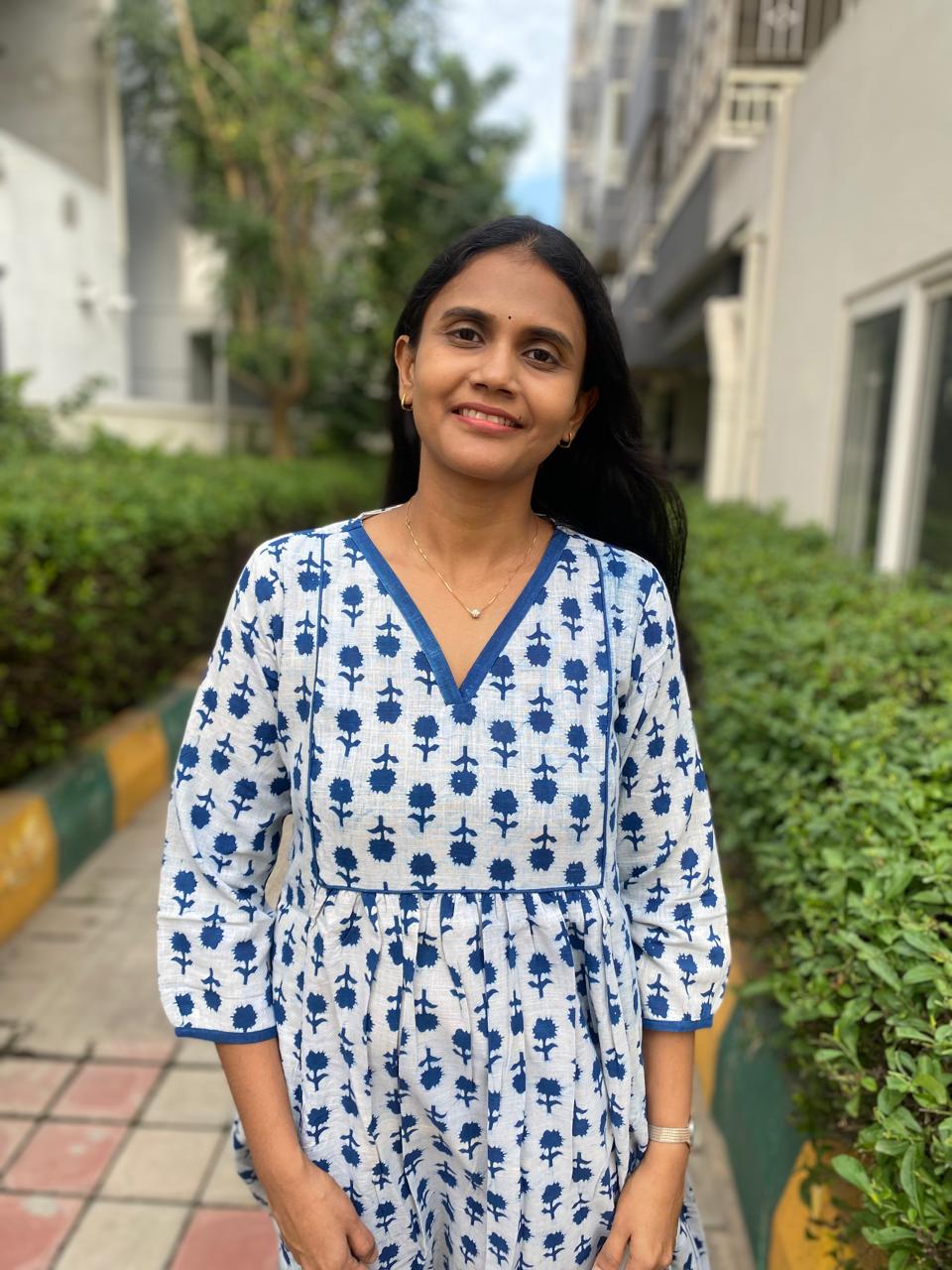 Indigo Flower Dress