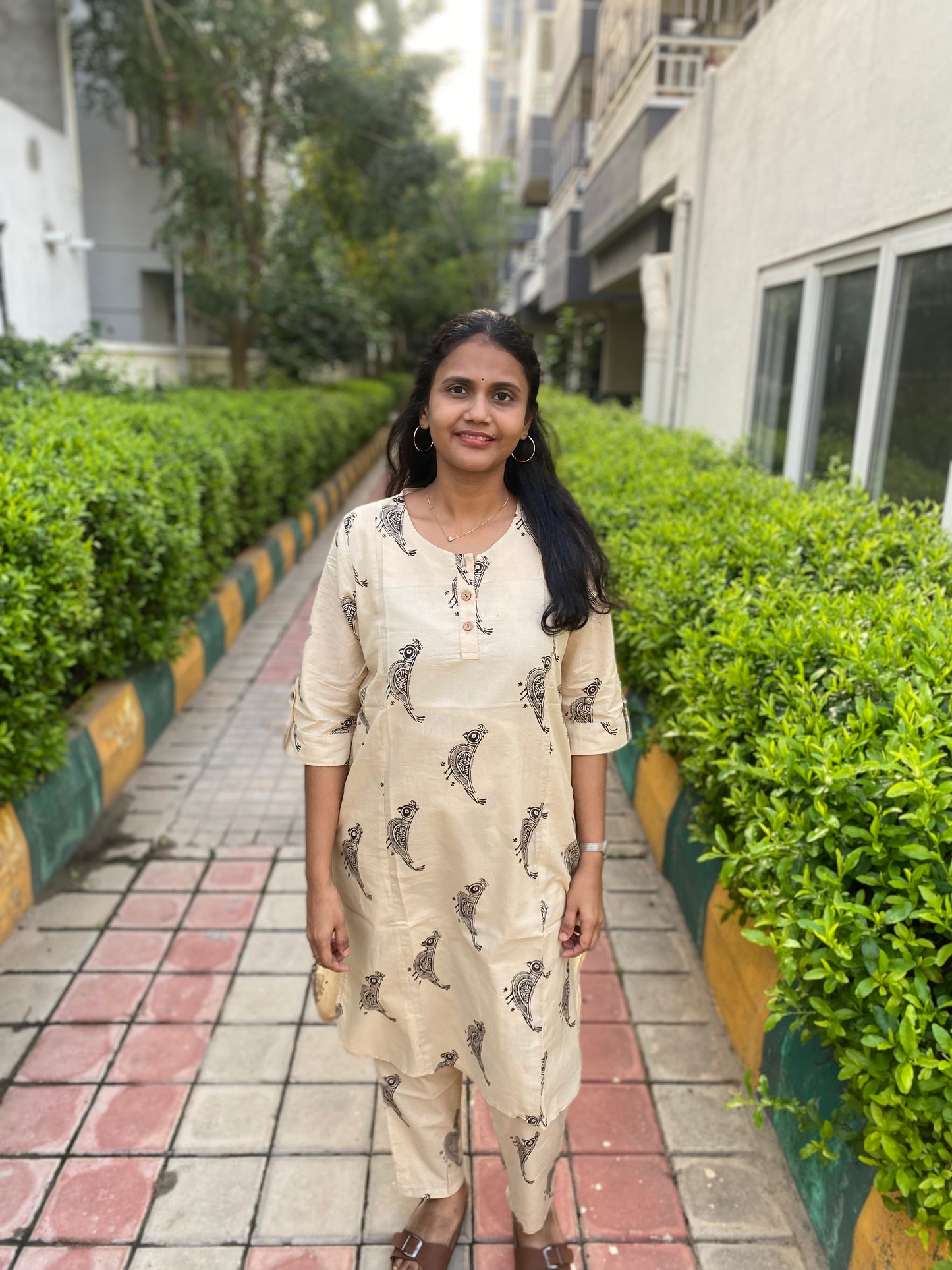 Parrot Bagru Kurta Set