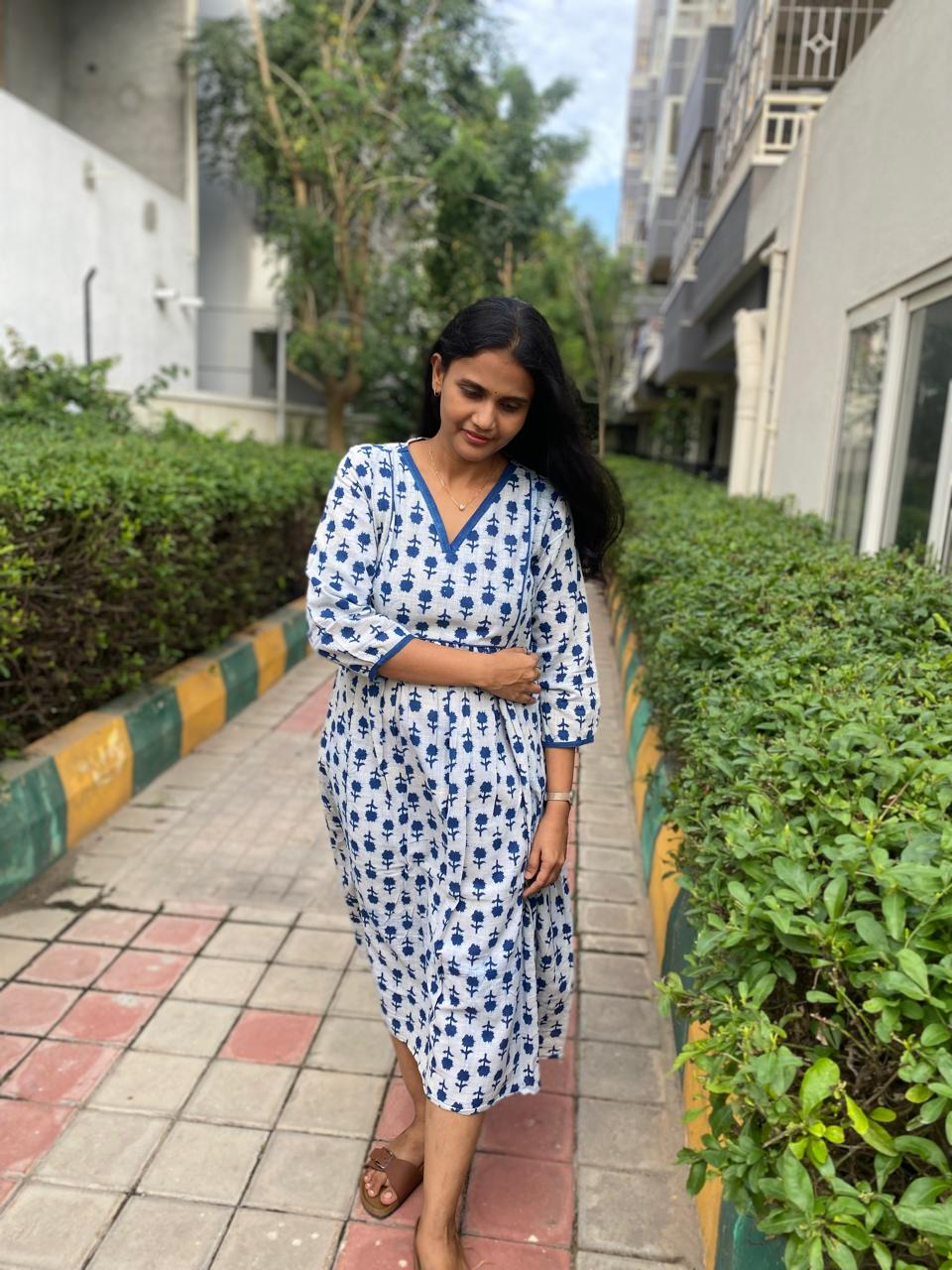 Indigo Flower Dress