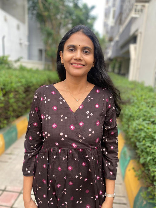 Brown Bandhani dress