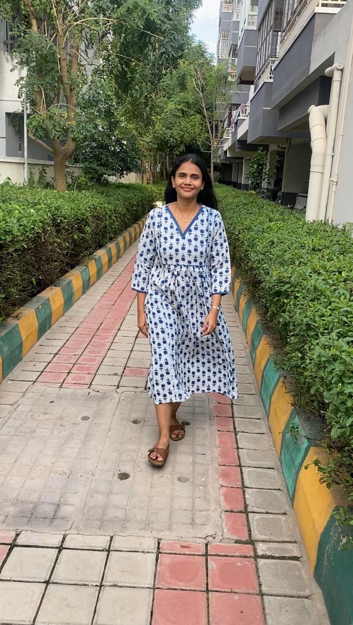 Indigo Flower Dress