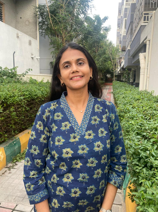 Ajrakh Lotus Print Kurta set