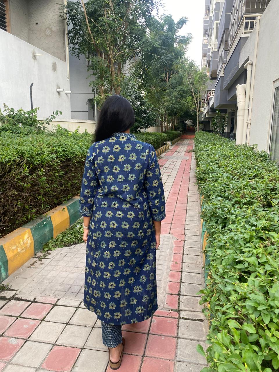 Ajrakh Lotus Print Kurta set