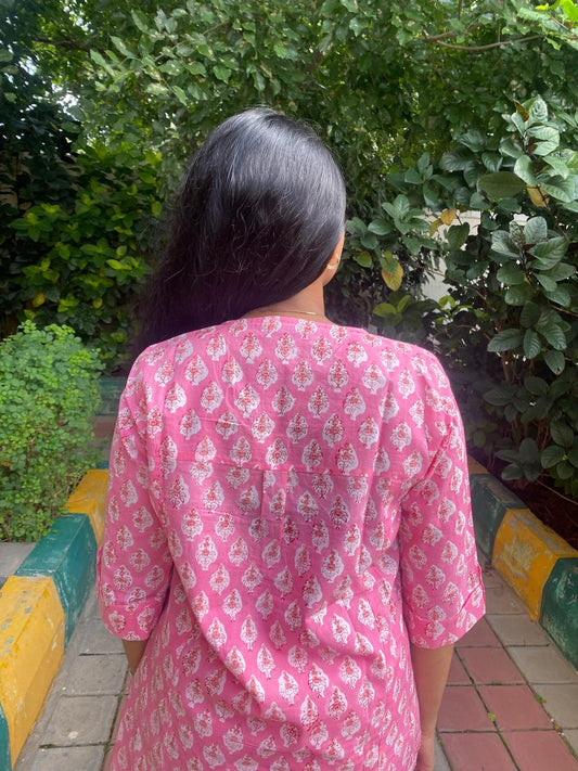 Pink floral Print Kurta set